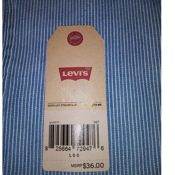 NWT Levi's Boy's Button Down Collared Shirt Blue Stripe L - Picture 9 of 10